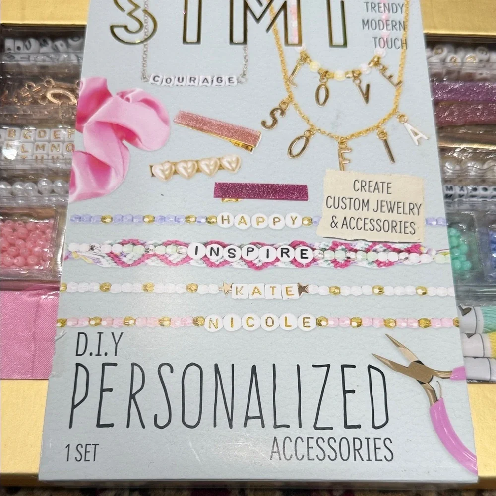 Personalized Kids Jewelry Set - Pink, Gold, Blue